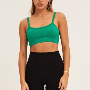 Green Bralette Crop Round Neck Seamless