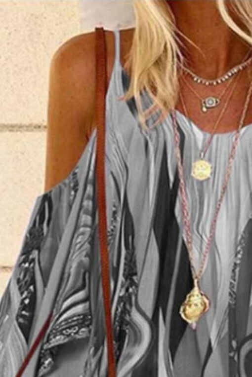 Tribal Print Cold Shoulder Tops For Women - Image 2